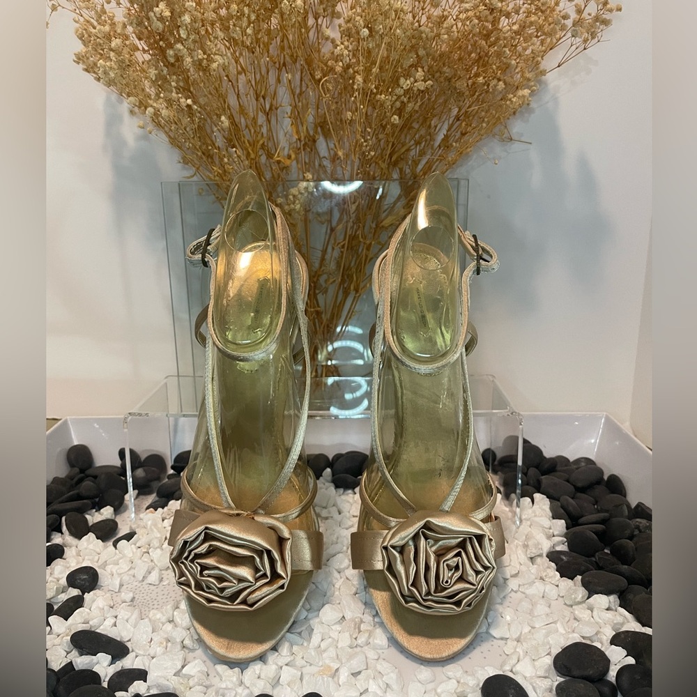 Max Studio Satin Flower Sandal Heels